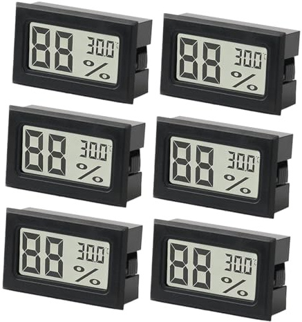 ingoodtle 6 Pack Digital Thermometer Hygrometer,Room Temperature Monitor | Indoor Humidity Meter with Large LCD Display High Accuracy Mini Hydrometer Humidity Gauge for Home, Office,Greenhouse (Black)