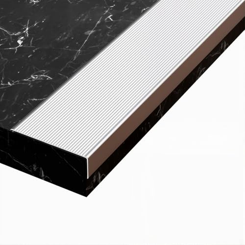 Nez de Marche Aluminium Antidérapant - Profilé L 2mm Épaisseur pour Escalier Bois et Stratifié - Protection Bord de Marche Robuste Intérieur Extérieur(150cm/4.9ft)