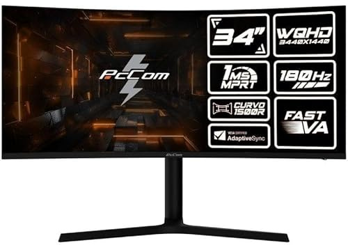 PcCom Monitor Gaming (3440 x 1440, 180, 34, Pulgadas, Curvo, 180, Hz)