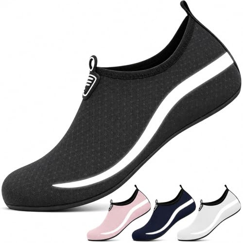 InfiniZer Water Shoes Men Women Beach Shoes with Reflective Wave, Quick Dry Swim Aqua Socks Barefoot Sea Pool Shoes Non-Slip