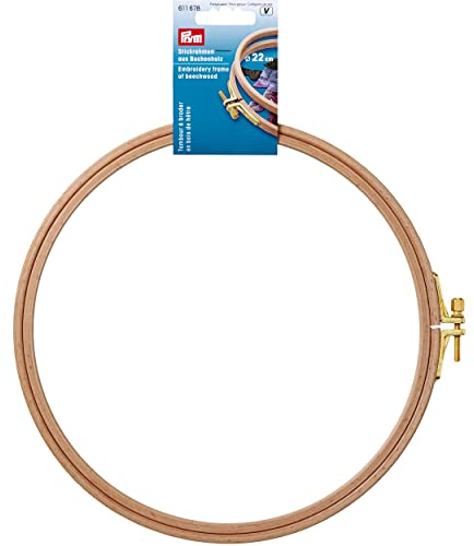 Prym - Prym Naturfarben (0.8x22cm) Buche Holz Stickerei Rahmen mit Messing Schrauben - 1 Stück, Natürlich