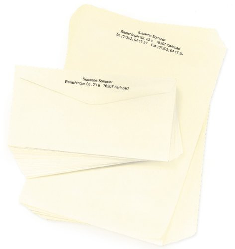 Briefpapier elfenbeinfarben: 100 Briefbögen DIN A4 + 100 Briefumschläge mit Ihrer kompletten Adresse