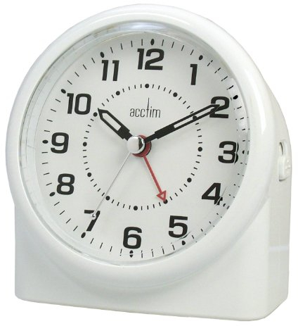 Acctim Alarm, Analog, Analogue, Bedside Clock, White, 7.5 x 11.2 x 12 cm