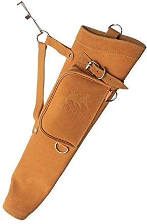 elToro Seitenköcher Bear aus Wildleder – traditioneller Bogenköcher für Langbogen und Recurve, honigbraun, ca. 50 cm