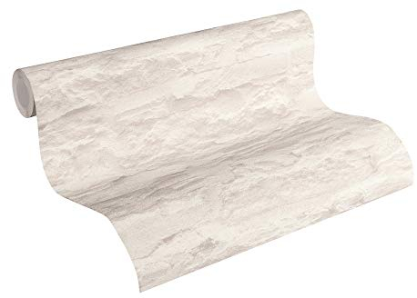 A.S. Création Vliestapete in Naturstein Optik fotorealistische Steintapete creme weiß Tapete Steinoptik Made in Germany 959083