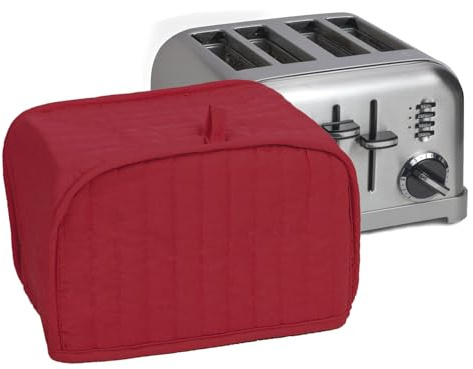 Ritz Premium Universal Four Slice Toaster Cover, 11.25 x 7.25 x 10.5, Polyester and Cotton Quilted, Fingerprint Protector, Super Soft Dust Cover, Paprika Red
