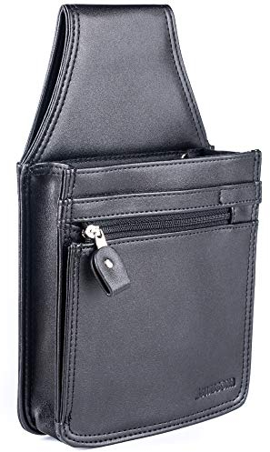 SWISSONA Kellnertasche schwarz aus strapazierfähigem Kunst-Leder – Kellner Geldbörse/Hüfttasche/Holster – praktisches Bedienungs-Zubehör, für den professionellen Gebrauch