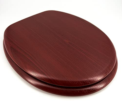 WC Sitz Klobrille Mahagoni mit Holzkern und messingverchromten Scharnieren