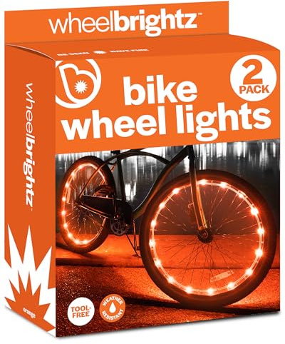 Brightz WheelBrightz 2-Pack Bike Wheel Lights, Orange - LED Bike Lights for Tires - Bike Lighting Parts & Accessories - Outdoor Summer Fun for Boys and Girls