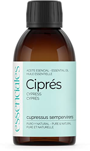ESSENCIALES Olio Essenziale di Cipresso 200 ml - 100% Puro e Naturale - Aroma legnoso e fresco per Diffusore e Aromaterapia