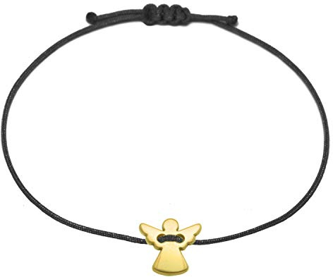 Selfmade Jewelry Armband Damen Schutzengel Gold Handgemachtes Makramee Armkettchen mit Engelchen Inkl. Geschenk-Verpackung