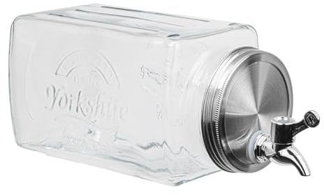 Glas Getränkespender mit Zapfhahn 2,8l Wasserspender Saft Cocktail Spender Dispenser Saftspender Retro Glaskrug Getränke