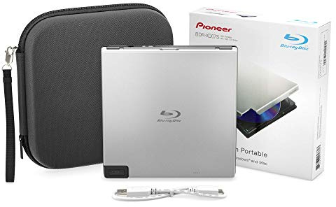 Pioneer BDR-XD07S External Blu Ray Drive - 6X Slim Portable BDXL, BD, DVD & CD Burner for Windows & Mac with 3.0 USB - Write & Read on Laptop & Desktop, w/ Carry Case, Software Sold Separately