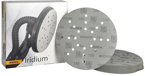 Mirka Schleifpapier Iridium Ø 225 mm Klett Korn 180 25 Stück | Für Trockenbauschleifer geeignet Schleifen von Lack Spachtel Grundierung Holz Stahl Mineralwerkstoffe langlebig effizient