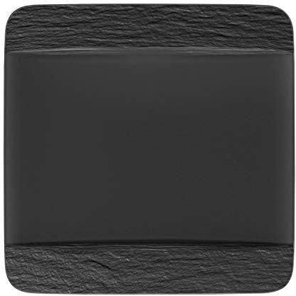 Villeroy & Boch Manufacture Rock Cuadrado Moderno Plato Porcelana Premium, Negro (Rock), 28X28X2CM