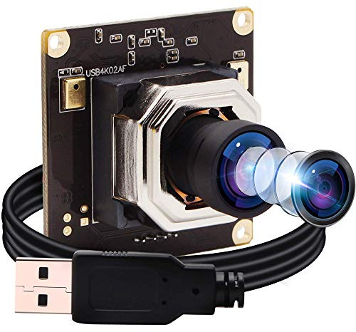 ELP 4K Autofocus Ultra HD USB Camera Module with No-Distortion Lens,IMX415 Sensor Webcam Built-in Microphone Support 3840x2160@30fps, UVC Compliant 4K Web Cameras Support Most OS USB4K02AF-V100