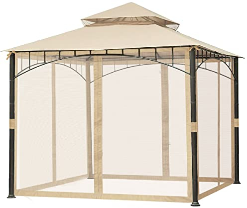 Replacement Mosquito Netting Screen Walls for Gazebo Size 10 Ft X 10 Ft (Gazebo Mosquito Net Only)