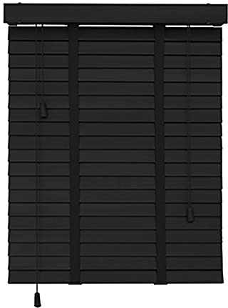 Suwooy Holzjalousie,50mm Lamellen,Schwarze Horizontale Jalousien,Sonnenschutz/Sichtschutzvorhänge,Echtholz Jalousette Für Innen Außen Türen Fenster,Jalousetten Mit Klebeband,W×H-90x100cm/35.5x39in
