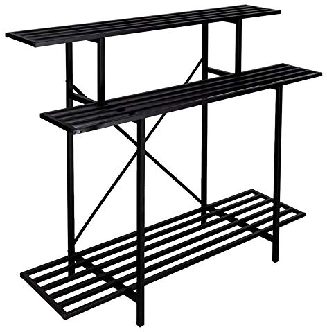 FLBT Pflanzenständer Blumentopfhalter Pflanzenständer Blumentopfregal Standregal Pflanzenregale Blumen Hocker Tisch Outdoor Indoor Wohnzimmer Balkon Blumenständer (Color : Black)