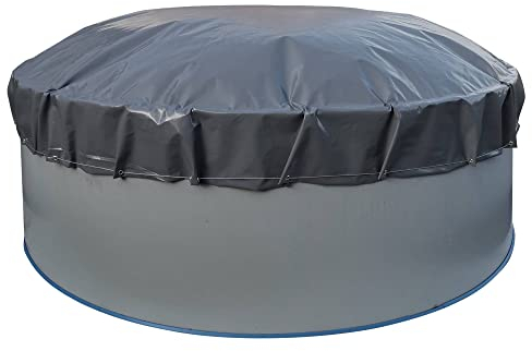 Planet Pool Luftkissen Poolabdeckung Aufblasbare Abdeckplane rund Ø 4,2 m grau/innen beige mit Ösen und Kordelzug