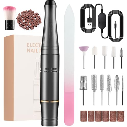 Nagelfräser Fräser für Gelnägel Nagelfräser für Gelnägel 23000RPM 11 In 1 Elektrische Nagelfeile mit Einstellbare Geschwindigkeit und Richtung für Nagelhaut Shellac Acrylgel, Sicher für Anfänger Profi