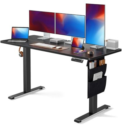 Marsail Stehpult, höhenverstellbar, 140 x 61 cm, elektrischer Stehpult mit Aufbewahrungstasche, Stehpult für Heimbüro, Computertisch, Speichervoreinstellung mit Kopfhörerhaken