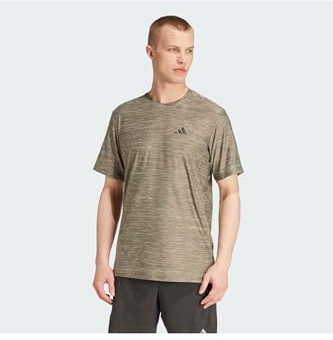 adidas Herren Train Essentials Stretch Training Tee, Shadow Olive Mel./Black, M