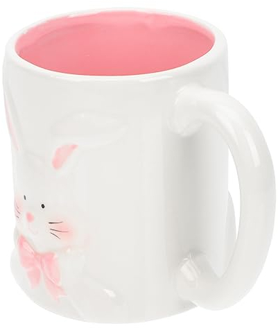 BESTonZON Tasse à Café En Céramique Pour Couple 340 Ml Blanche Motif Lapin Mignon Mug à Thé Tasse à Eau Usage Quotidien Maison Bureau