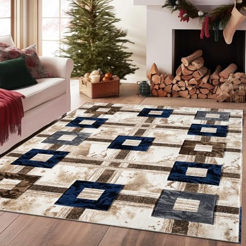 PHP Large Area Rugs for Hallways, Bedroom and Kitchen Rugs Non Slip Majestic Abstract Solid Design High Pile Thick Soft Living Room Decor Non Shedding Floor Rugs, Des 2-120 x 170 cm