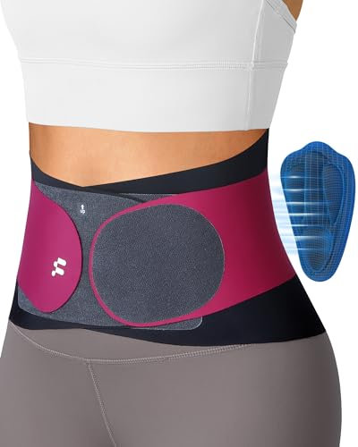 Fitomo Back Support Belt for Women with 3D Lumbar Pad & 6 Flexible Support, 0.5mm Ultra-thin, One-piece Seamless Yoga Fabric, Lower Back Support for Women for Sciatica Scoliosis, M