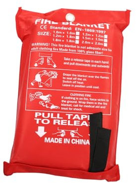 Toddmomy 1.8m Thick Fireproof Blanket Kitchen Fire Suppression Fiberglass Welding Blanket Emergency for Home Car