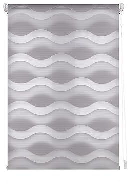 ECOMMERC3 | Estor Enrollable Noche y Día - Montaje Sin Herramientas - Tamaño 52x150 - Sin Taladro - Tamaño Tela 49x145 - Easyfix Gris Plata