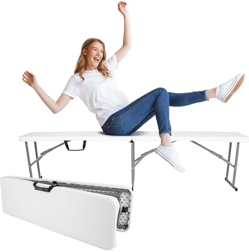 KARL HAUSMANN Klappbank Kunststoff - 180x28x43 cm - Bierbank Klappbar Camping - Bierzeltbank - Klappbare Sitzbank - Folding Bench - Gartenbank - Bank Klappbar - Indoor und Outdoor - Weiß