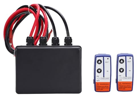 Risegun Kit Telecomando Wireless Doppio, Kit Telecomando Verricello Wireless 500a Bobina di Rame Scatola di Controllo Verricello Multifunzionale Impermeabile per Veicoli ATV 12000LB