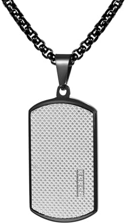 JewelryWe Smycken herr halsband 2 militära identitetsbricka arméstil hundbricka hänge med 70 cm kedja silver svart/svart .., Rostfritt stål