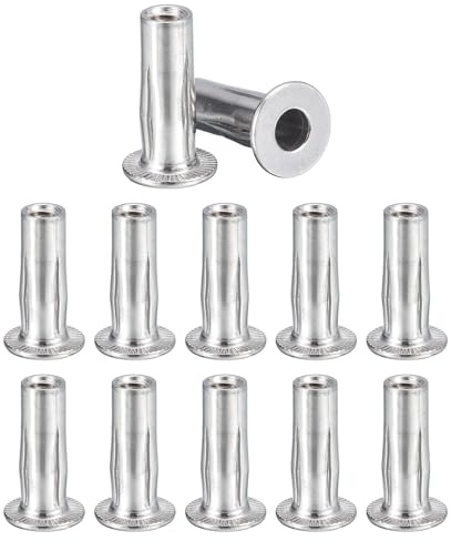 Awclub 1/4-20 Multi-Grip Rivet Nuts, 12pcs Pre-Bulbed Shank Flat Head Threaded Insert Nut 304 Stainless Steel Plus Nuts Construction Fasteners for Industrial