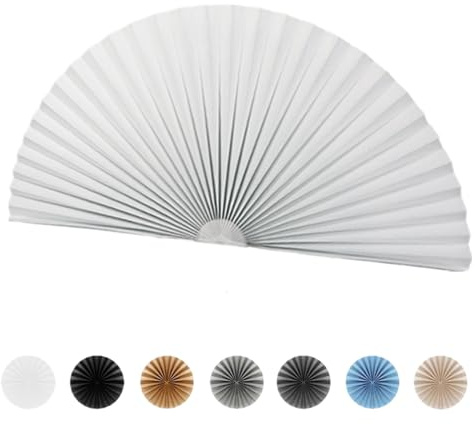 Arch Window Pleated Blinds Half Circle Window Shades Cordless Non-Woven Self Adhesive Shades Half Moon Round Window Cover Easy to Cut & Install