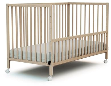 Webaby - Babybett Beistellbett Holz 60x120 cm Buche Natur LIO| Kinderbett Co-Sleeping babybett | Von Geburt an | Höhenverstellbar | Lattenrost