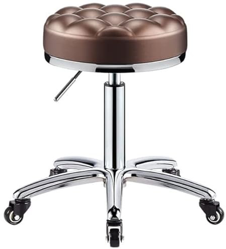 WQZStar Hocker auf Rädern, runder Rollhocker, Stuhl, robust, für Salonmassage, drehbar, Verstellbarer Rollhocker (Farbe: Gold), Ehe (Gold)
