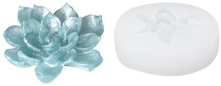 Ideen mit Herz Silikon-Form Blume | Geburtstag | Deko | Tisch-Dekoration | Gieß-Form für Marmor-Gips, Beton | DIY | Größe des Objekts: 6,1 cm x 6,3 cm x 1,7 cm