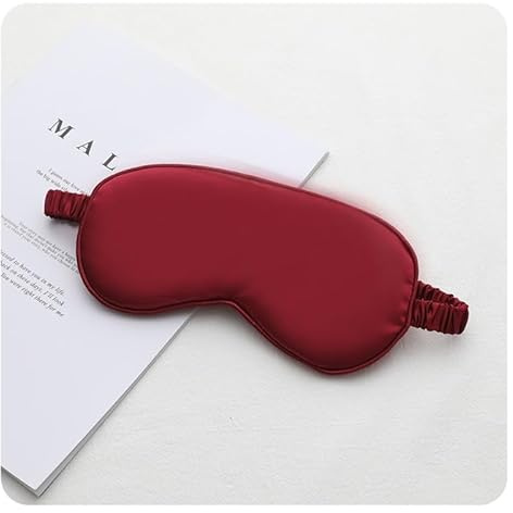 Yurosiay Seiden-Schlafmaske Verstellbar Augenmaske Augen-Schlafschutz Bio Satin Schlafbrille Augenmaske zum Schlafen Schlafbrille Augenabdeckung mit Gummibänder für Männer & Frauen Weinrot 2 Stück