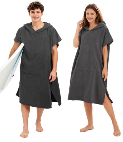 Abahub Poncho de Surf con Capucha de Microfibra,Poncho de Baño para Hombre y Mujer,Poncho Toalla para Cambiarse,Absorbente, Ligero y de Secado Rápido,Ideal para Playa, Piscina, Surf, Ducha y Casa,M