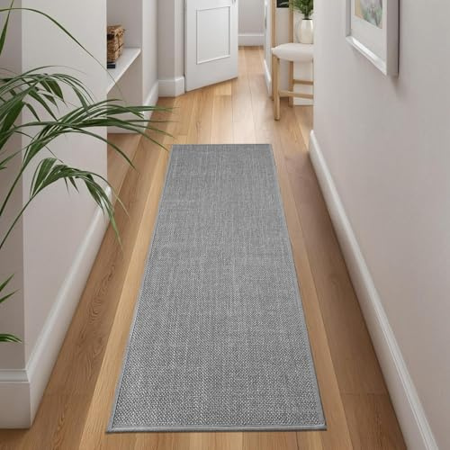 Cheerx Küchenläufer rutschfest, Küchenteppich Waschbar, Gewebte Teppich Küche Saugfähig, Hochwertige Küchenmatten, Teppich Läufer Flur für Küche, Esszimmer, Waschküche (Grau, 43x150cm)