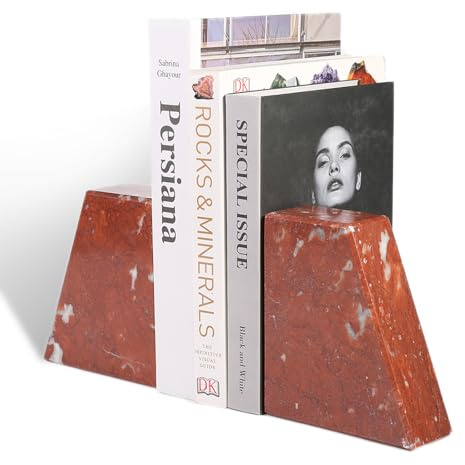 Koville Marmor-Buchstützen für Regale, dekorative Buchstützen für schwere Bücher, ästhetische Bücherregal-Dekoration, rutschfest, robuster Buchstopper für CD/Filme, einzigartige Heimdekoration,