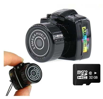 HPHPH Action Camera, Tiny Mini Camera HD Video Audio Recorder Webcam Y2000 Camcorder Small DV DVR Security Secret Nanny Car Sport Micro Cam With Mic,Outdoor, Sports, Video(Cam add 32g tf Card)