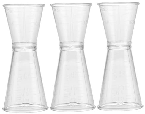 LIFKOME 3piezas Tazas Medidoras De Plástico Reutilizables Doble Jigger Para Cócteles Con Doble Extremo Taza Medidora Transparente y Resistente Para Bar y Vino