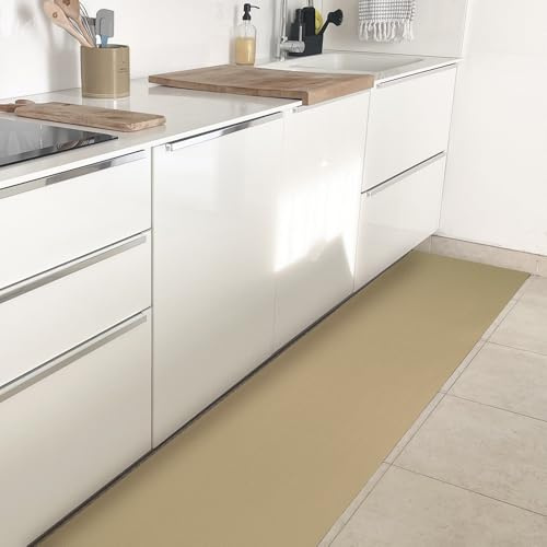 OLIVO.shop | Rollo Multi - Alfombra de cocina de PVC por metros, antideslizante y lavable, color gris pardo (50 x 400 cm)