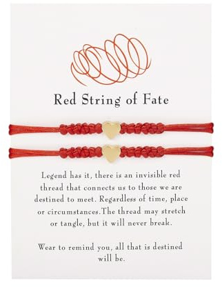 THXFUNAREA 2 Pezzi Bracciale Coppia filo rosso, Bracciale Portafortuna Donna, Regali Di Coppia, Bracciale Filo Rosso Del Destino, Bracciali Coppia Regalo per Coppia