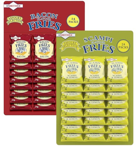 Smiths Savoury Snacks Pub Card Bundle Scampi Fries 24 x 27g and Bacon Fries 24 x 24g Pubcard Mix Pack (48 Bags Total)
