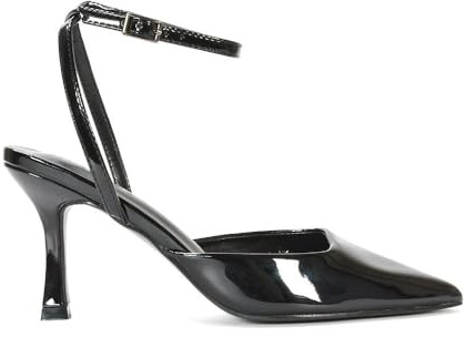 Women's Strappy Ankle Strap Court Shoes Ladies Stiletto High Heel Point Toe Evening Party Black Patent Classic Pumps Shoes Size 4